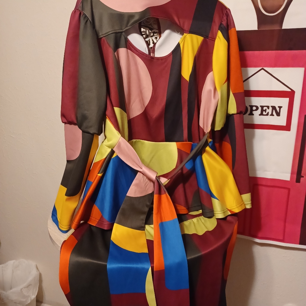 MULTICOLOR Funky Look Plus Size Bodycon Women’s 2pc set